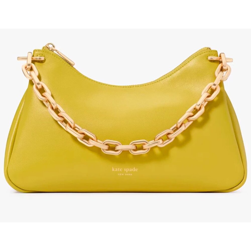 S Kate Spade Grace Chain Shoulder Bag Yellow Leather Purse KI421 NWT $358 Retail